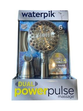 Waterpik Dual PowerPulse Massage Handheld Shower Head Brushed Nickel 6 Spray